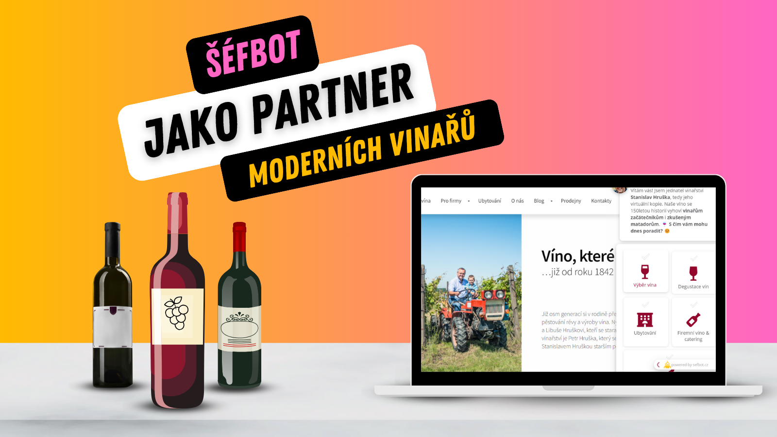 šéfbot jako partner moderních vinařů - ukázka chatbota na webu vinařství