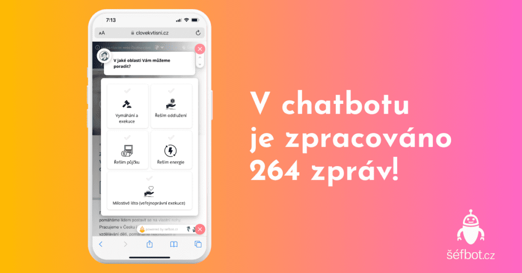 V chatbotu je zpracováno 264 zpráv - struktura odpovědí