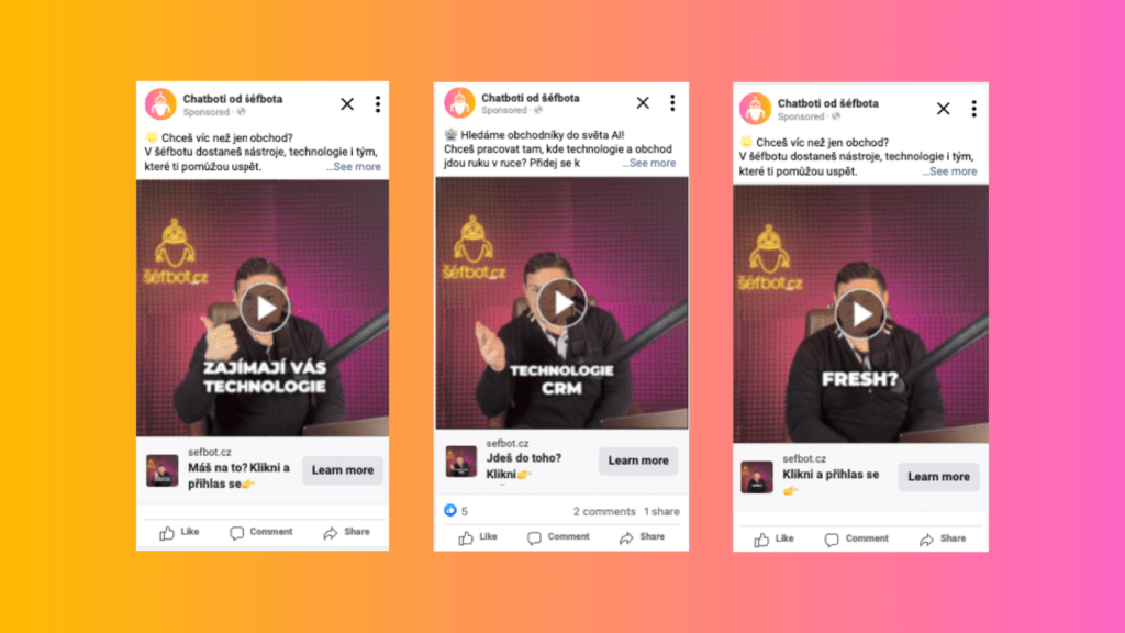 Facebook reklama na náborový chatbot