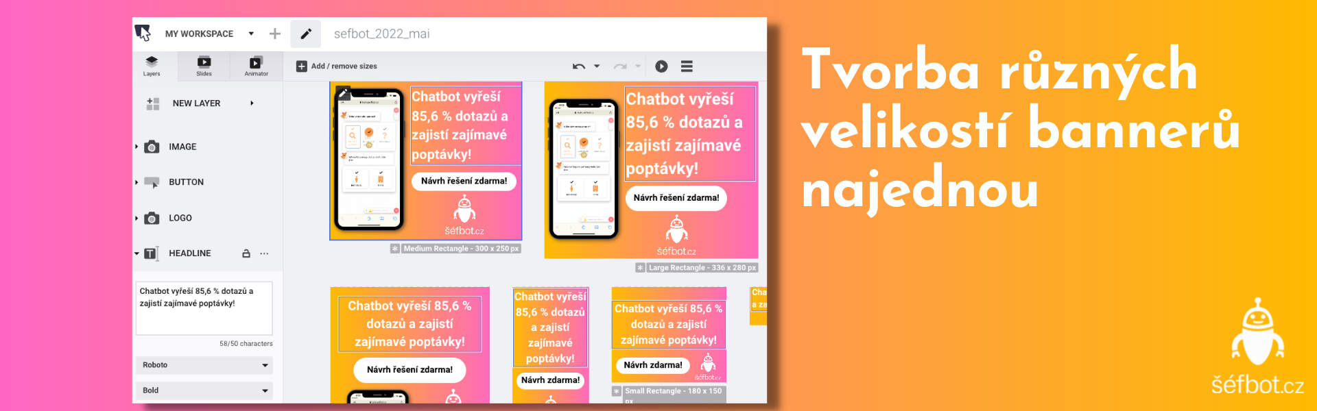 Tvorba různých velikostí bannerů najednou